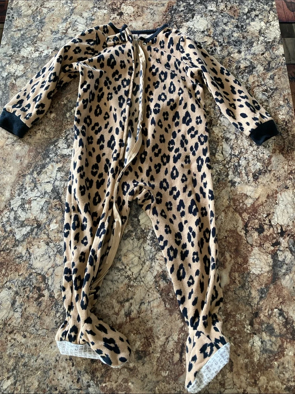 Carter's Leopard-Print Footed One-Piece in Tan and Black